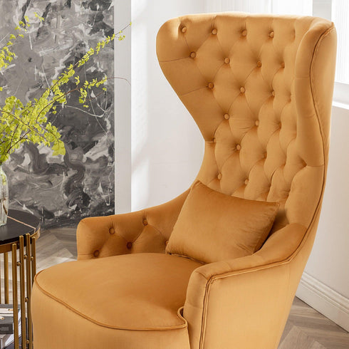 Letitia Velvet Wingback Accent Chair - Accent Armchair | Mid Century Accent Chairs | Kinwell Furniture | Mid Century Accent Chairs
